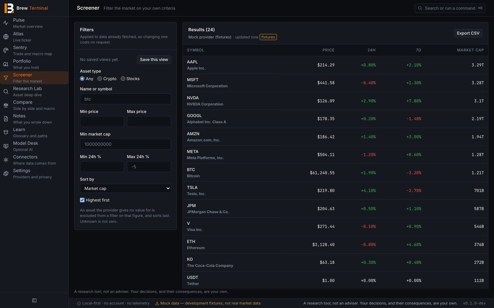 Screener screen